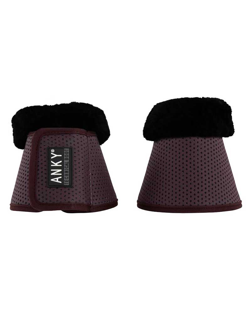 2 aubergine bell boots (pheasant) with black sheepskin - Anky