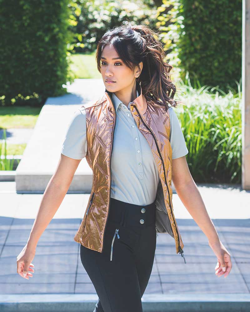 Light Quilted Metallic Orange/Copper Vest for Women - Anky
