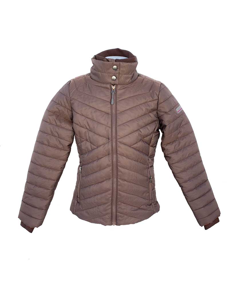 Manteau matelassé double marron cuivré (copper) pour fille - Anky