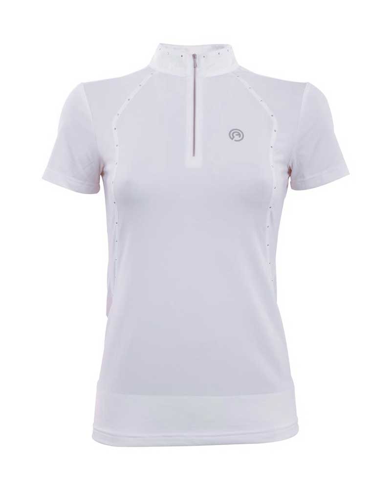 Polo technique de compétition à manches courtes blanc decorado avec clous pour femme Stylish - Anky