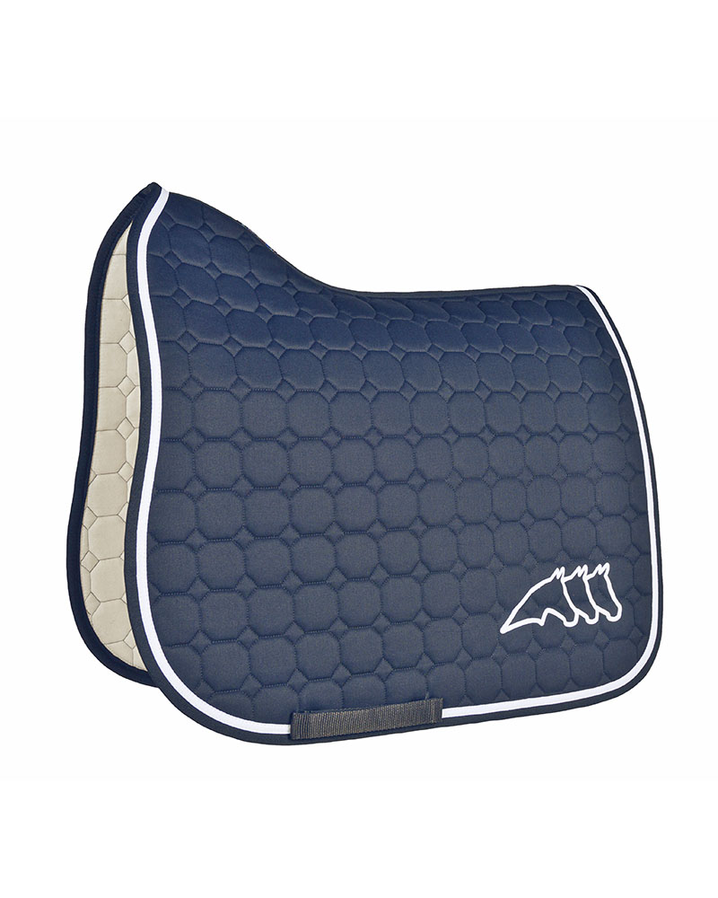 Tapis de dressage bleu marine avec broderie blanche pour cheval (full) Octagon - Equiline