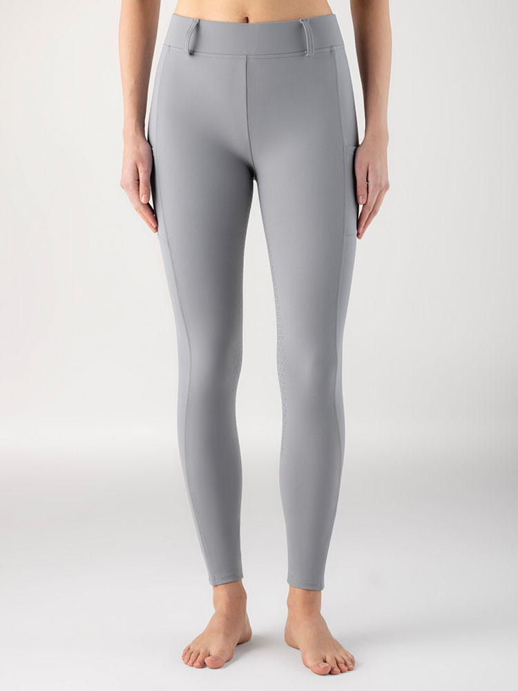 Gray leggings with side pockets (full grip) for women - Equiline