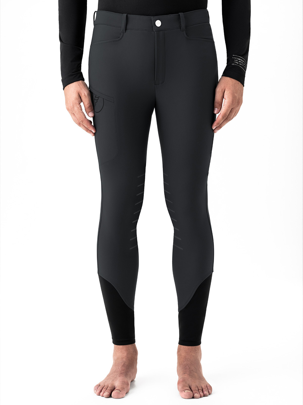 Pantalon d'équitation à grip aux genoux noir avec poche zippée pour homme Enkask - Equiline