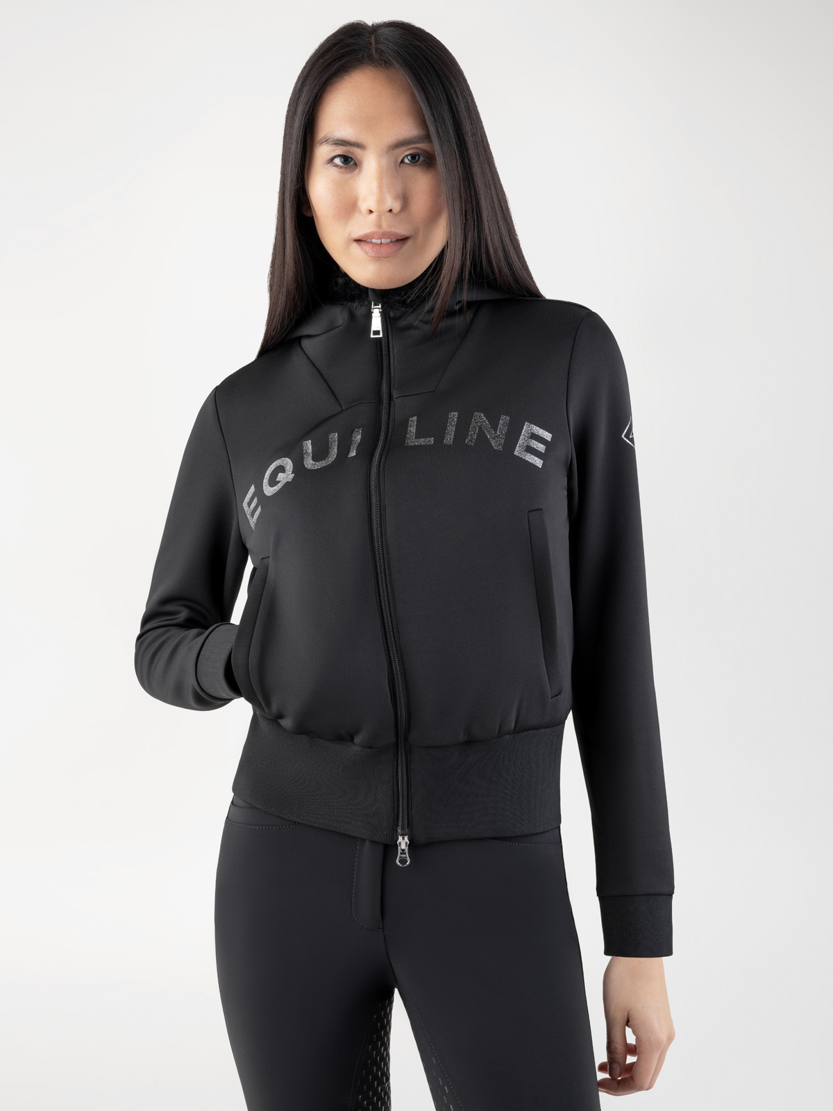 Women’s Black Hoodie with Shiny Logo - Equiline