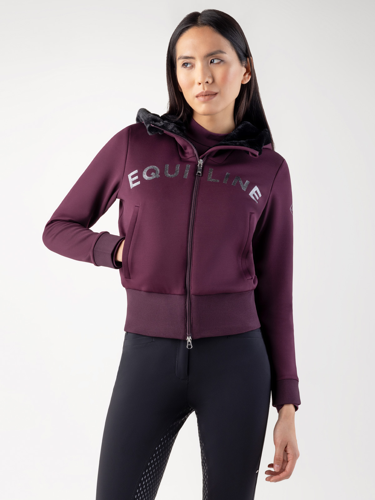 Women’s Purple Hoodie with Shiny Logo - Equiline