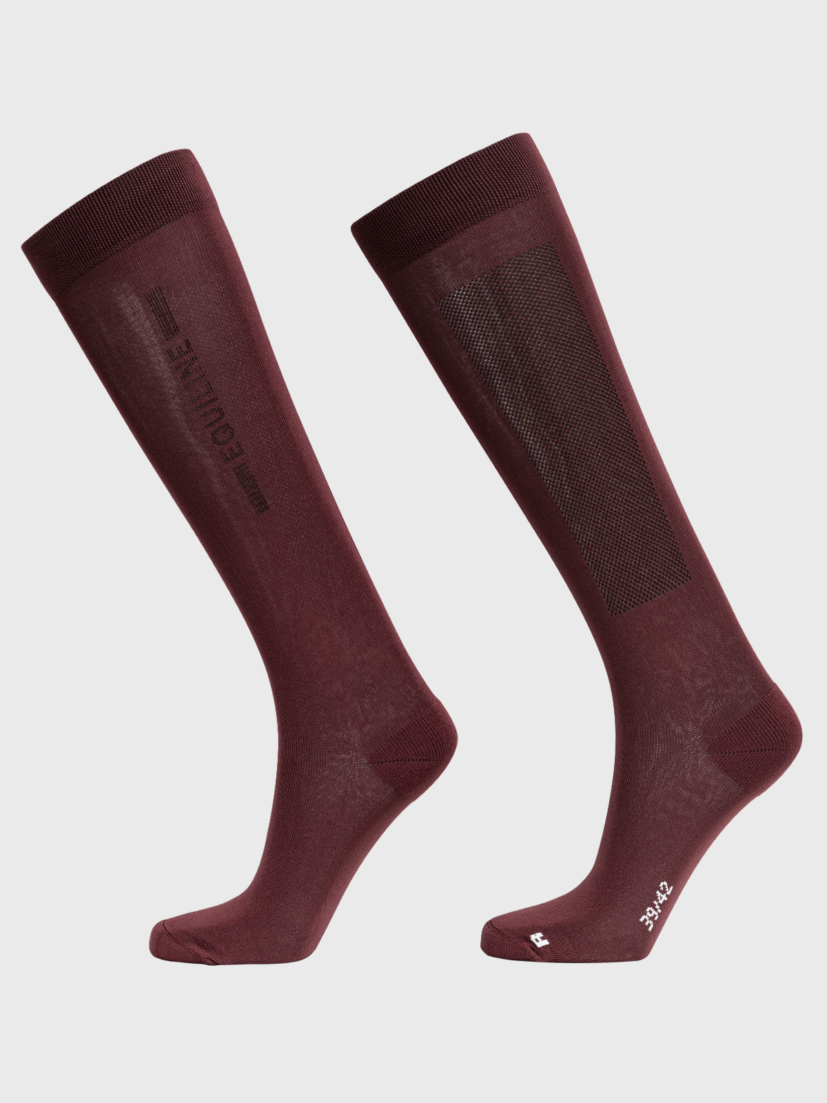 Chaussettes hautes bordeaux avec logo vertical de micro clous pour femme -Galz - Equiline