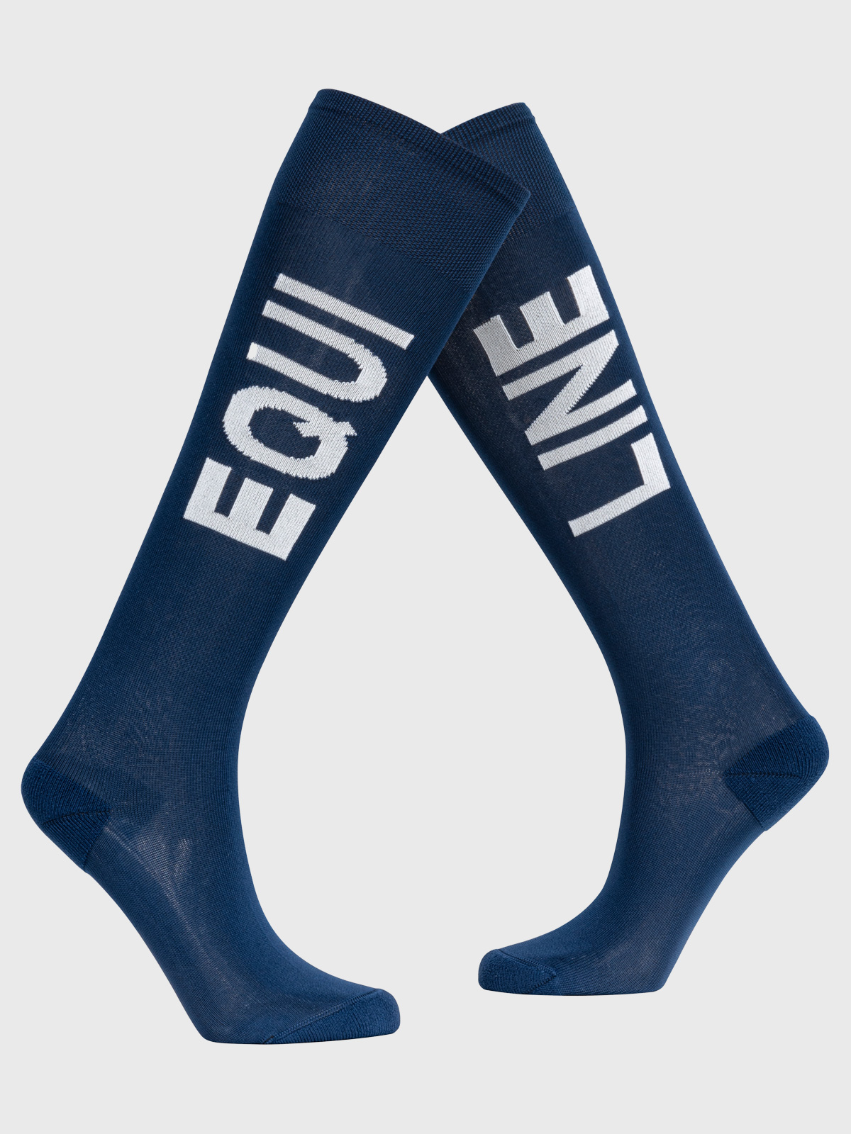 Chaussettes hautes junior (unisexe) bleu marine avec logo de lettres en blanc - Equiline