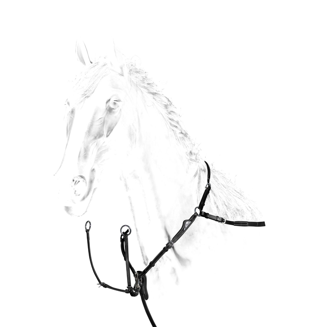 Black jumping breastplate with double adjustment for horse - Equiline