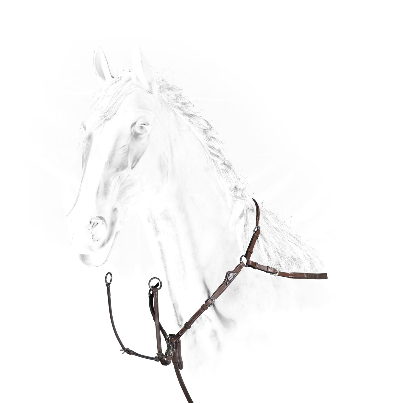 Bricole de saut à double réglage marron foncé pour cheval - Equiline