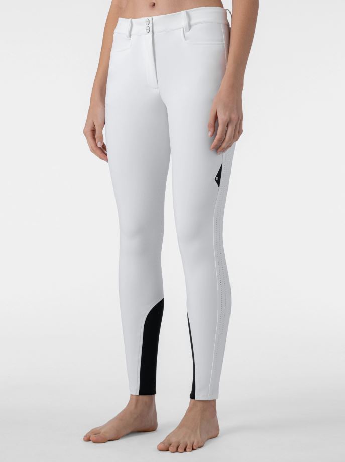 White high-waist riding breeches (knee grip) for women Endrakh - Equiline