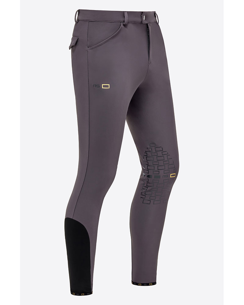 Dark grey bi-stretch jersey knee-grip riding breeches for men - RG