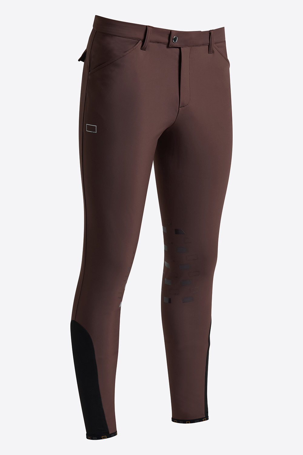 Pantalon d'équitation marron chocolat en tissu bonded à basanes pour homme - RG