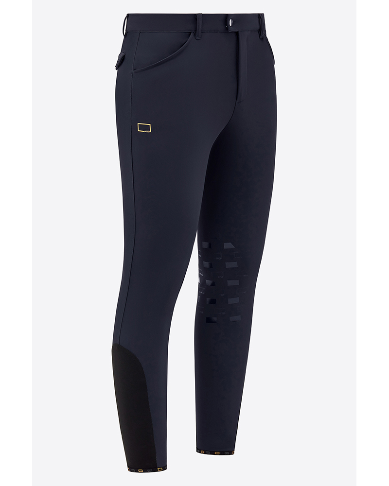 Pantalones de montar azul marino de tejido bonded con grip en rodilla para hombre - RG