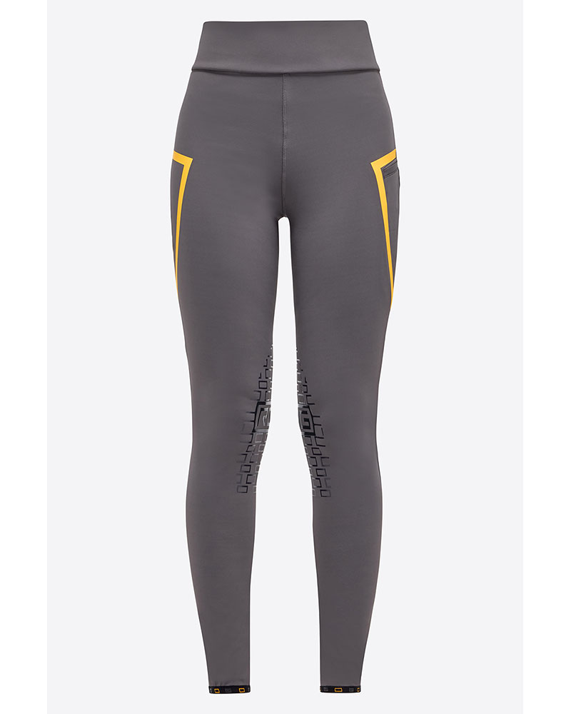 Dark grey high-waisted knee-grip riding leggings with pockets for women - RG