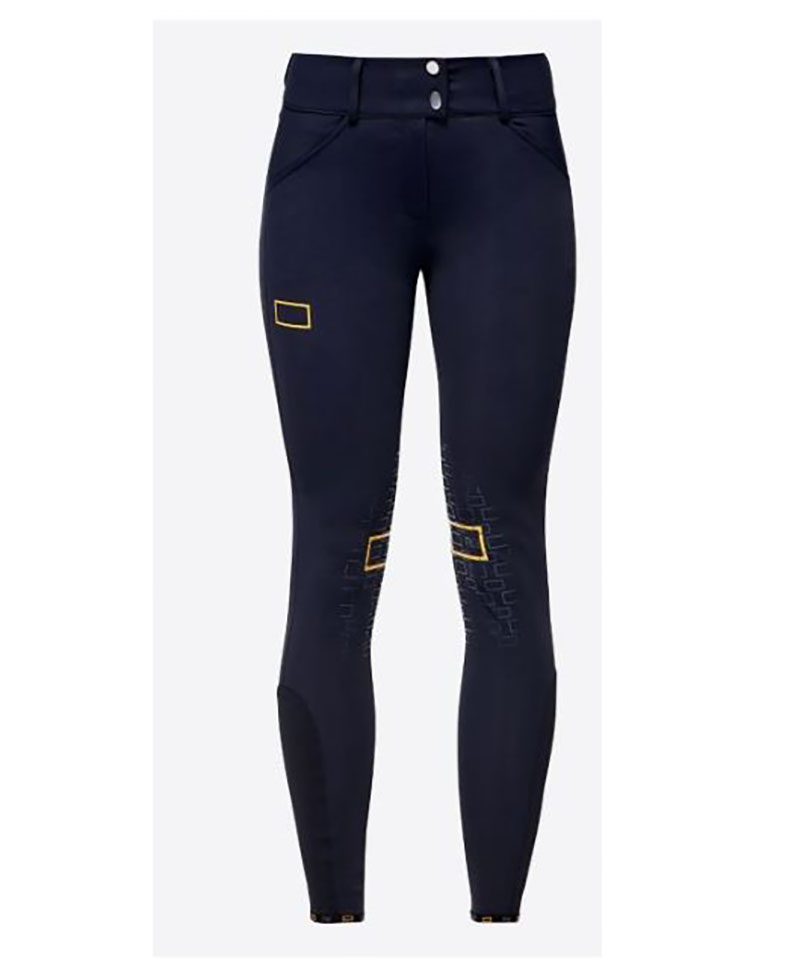 Pantalon d'équitation bleu marine à fond intégral en jersey bi-stretch pour femme - RG