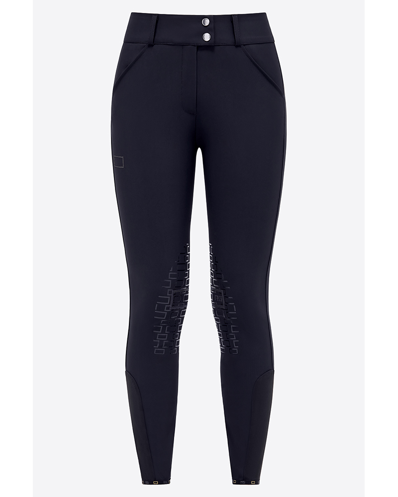 Navy high-waisted jersey knee-grip riding breeches for women - RG