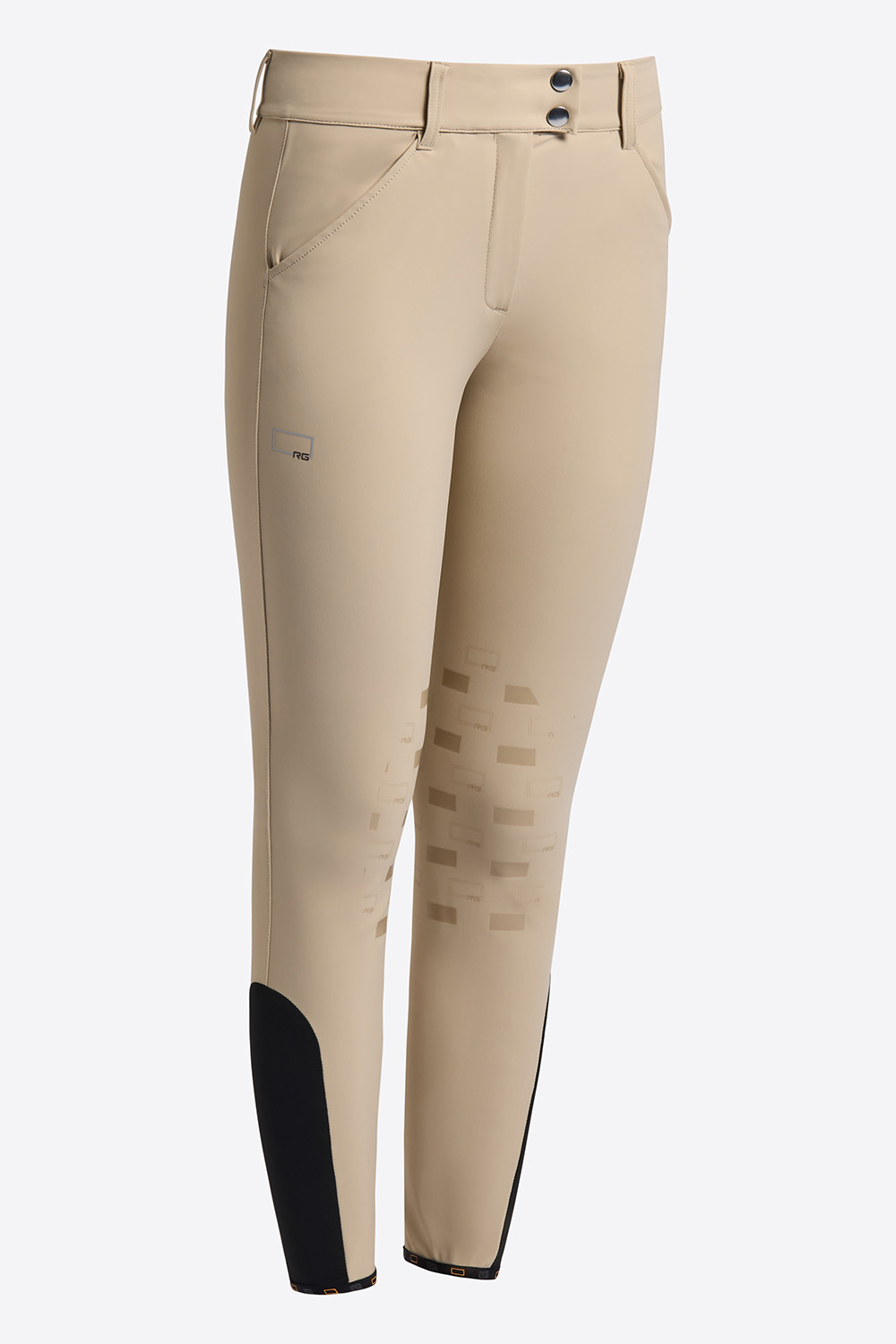 Pantalones de salto beige de cintura alta con grip en rodilla para mujer - RG