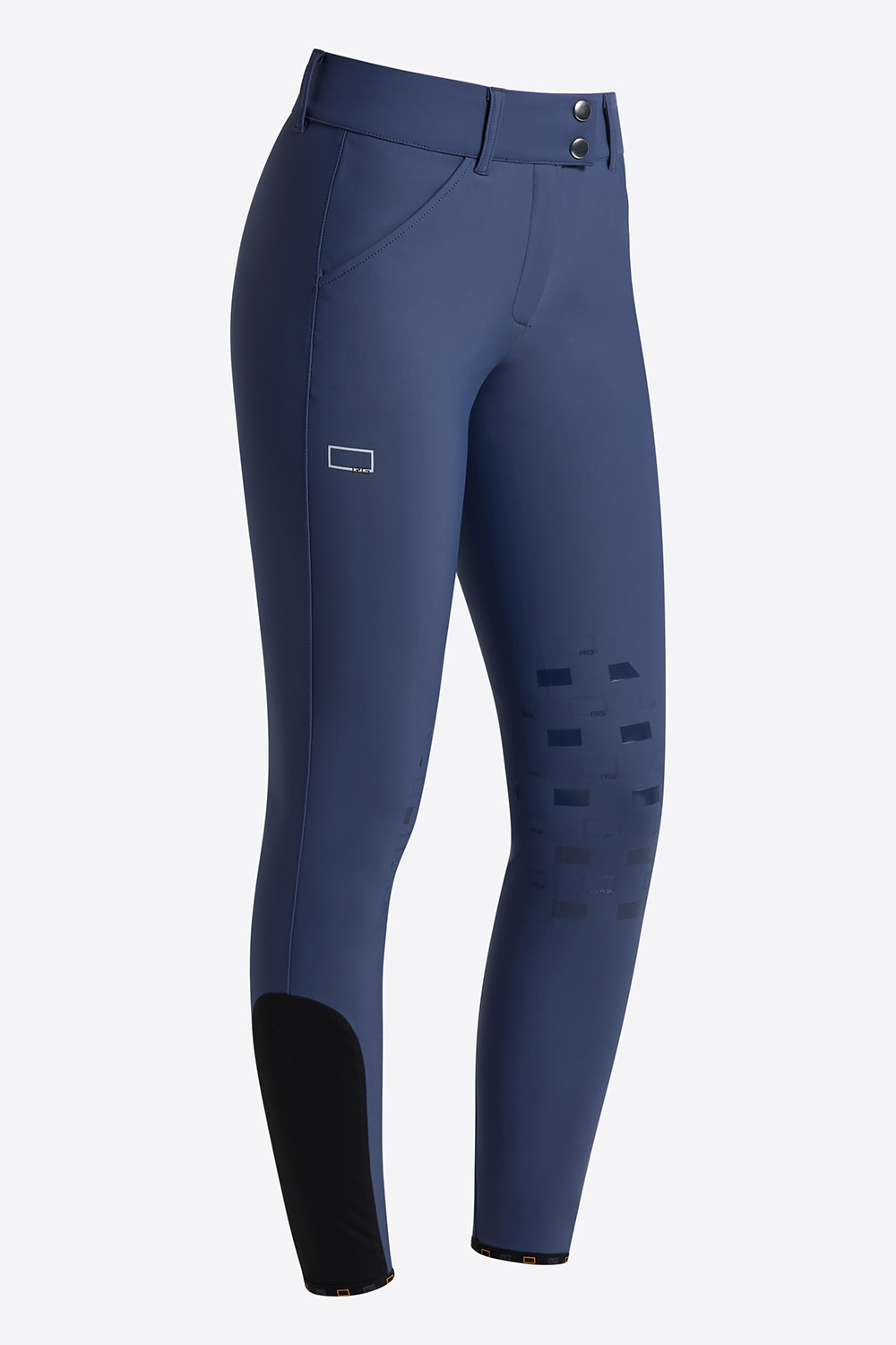 Pantalones de salto azul medio de cintura alta con grip en rodilla para mujer - RG