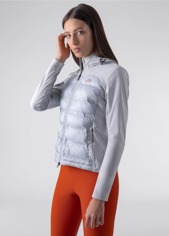 Veste gris clair de nylon tecnico matelassée por devant pour femme-Egrige - Equiline