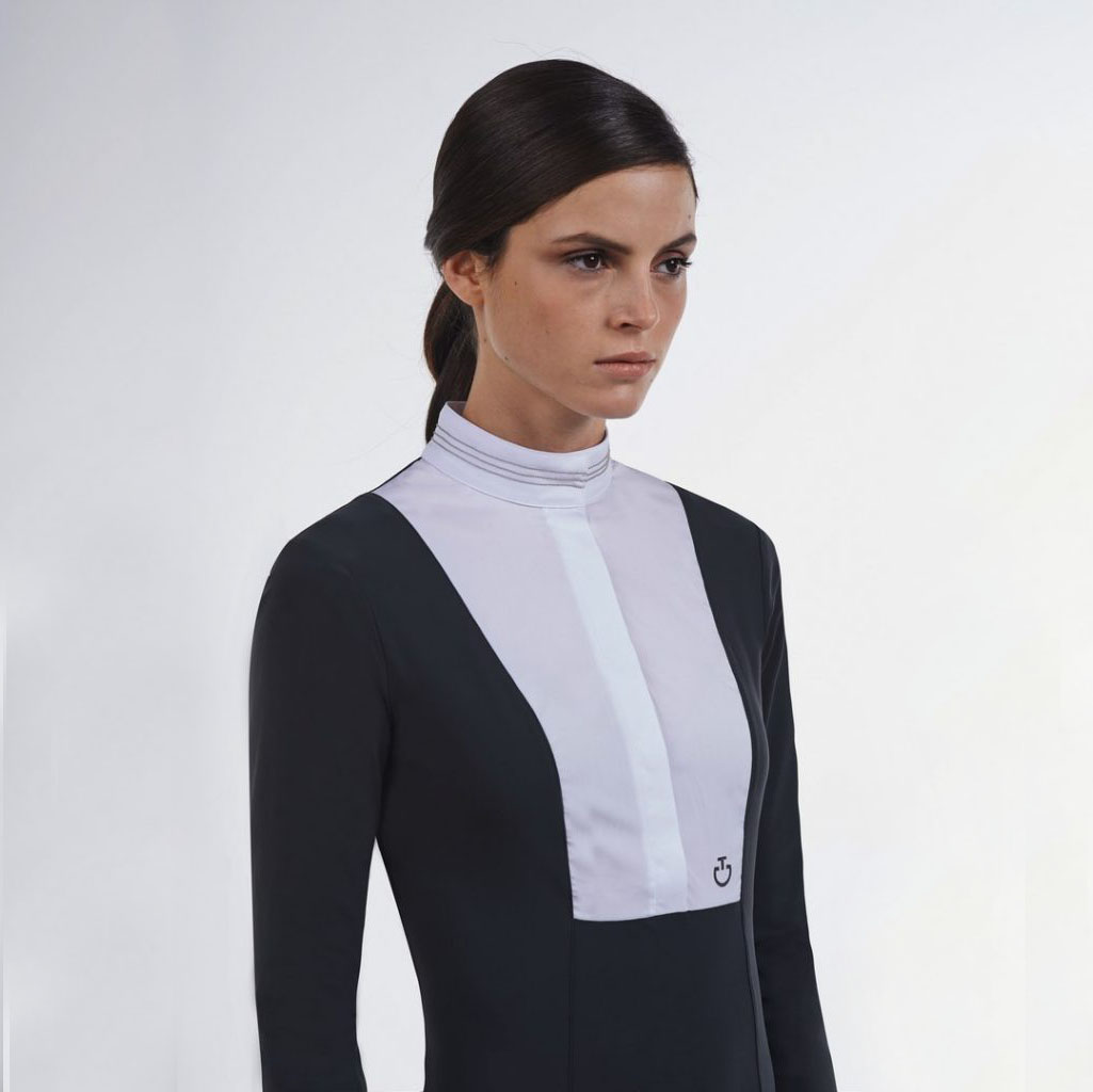 Chemise de compétition à manches longues gris foncé pour femme - Cavalleria Toscana