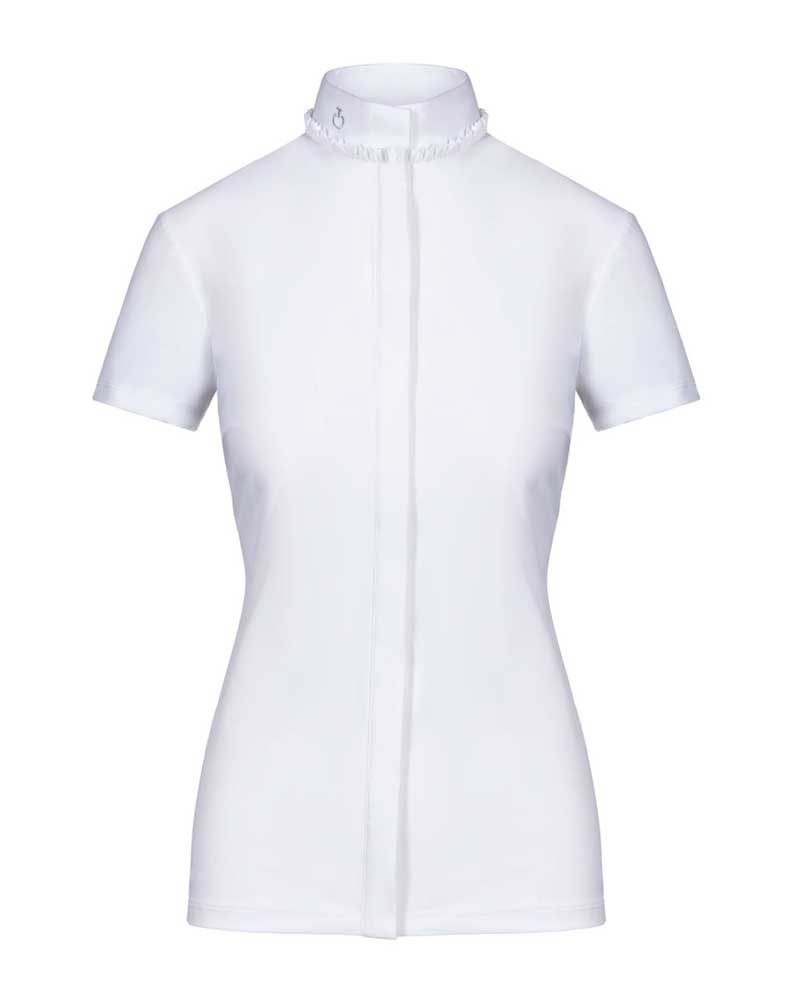 Short sleeve white shirt with ruffle collar for woman - Cavalleria Toscana