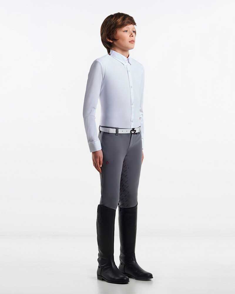 Camisa clásica de competición de manga larga blanca para niño - Cavalleria Toscana