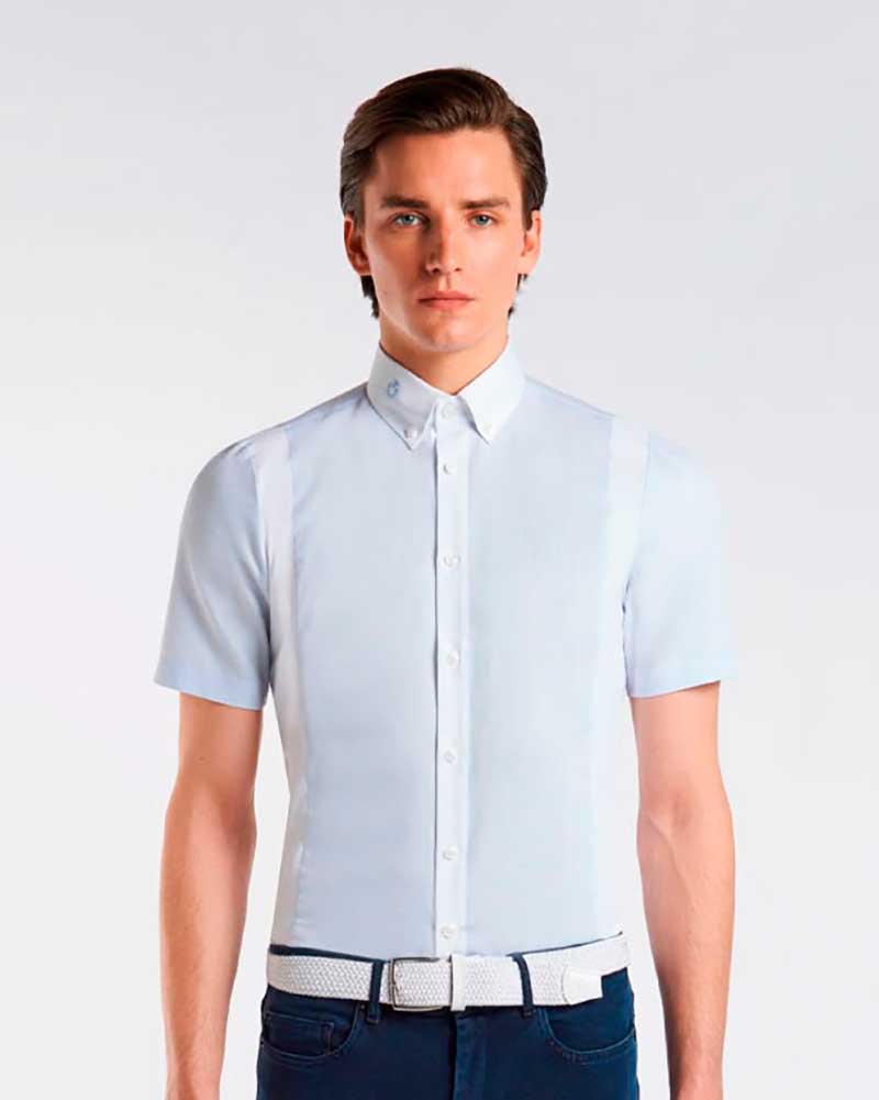 Short-sleeve light blue competition shirt for men - Cavalleria Toscana