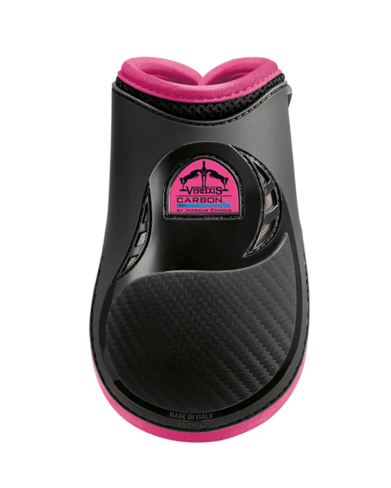 Black and fuchsia rear fetlock jumping boots Carbon Gel Vento - Veredus