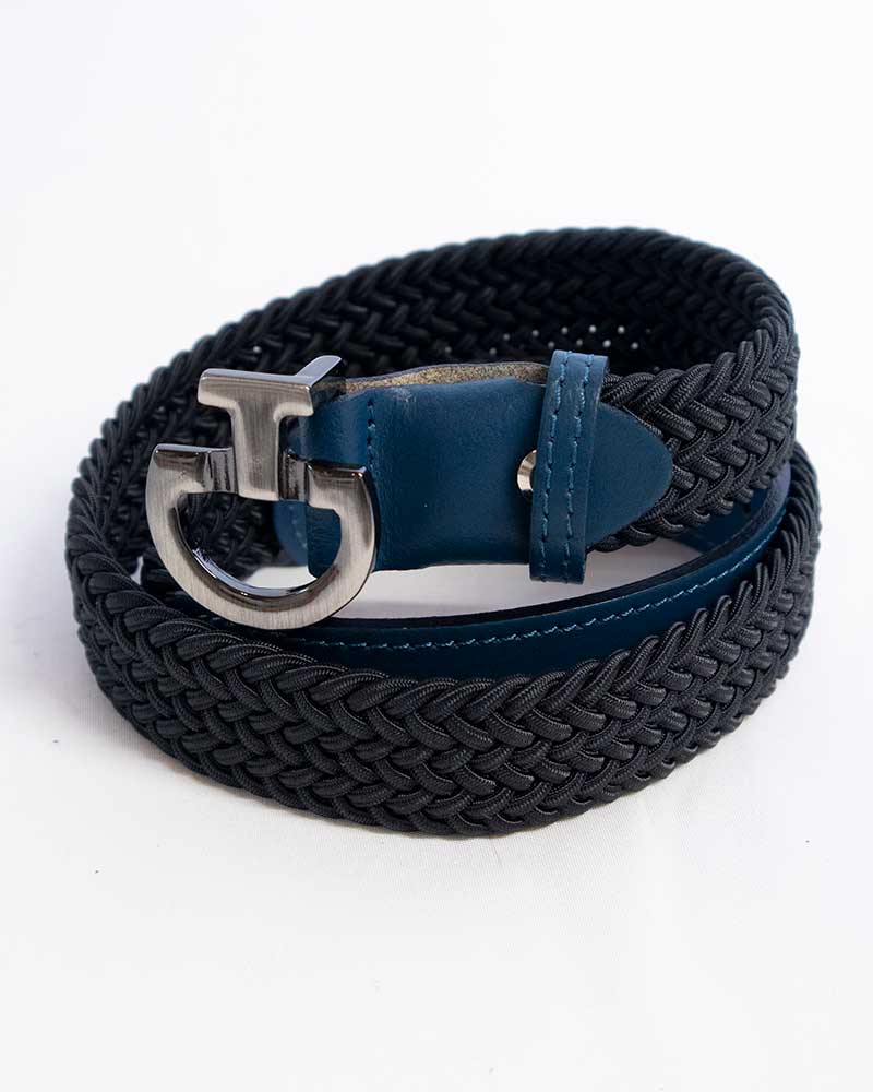 Ceinture étroit gris foncé tressé et élastique avec boucle logo junior - Cavalleria Toscana