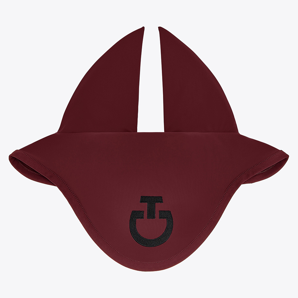 Bonnet bordeaux avec le logo brodé en noir et avec fines oreilles élastiques pour cheval et poney - Cavalleria Toscana