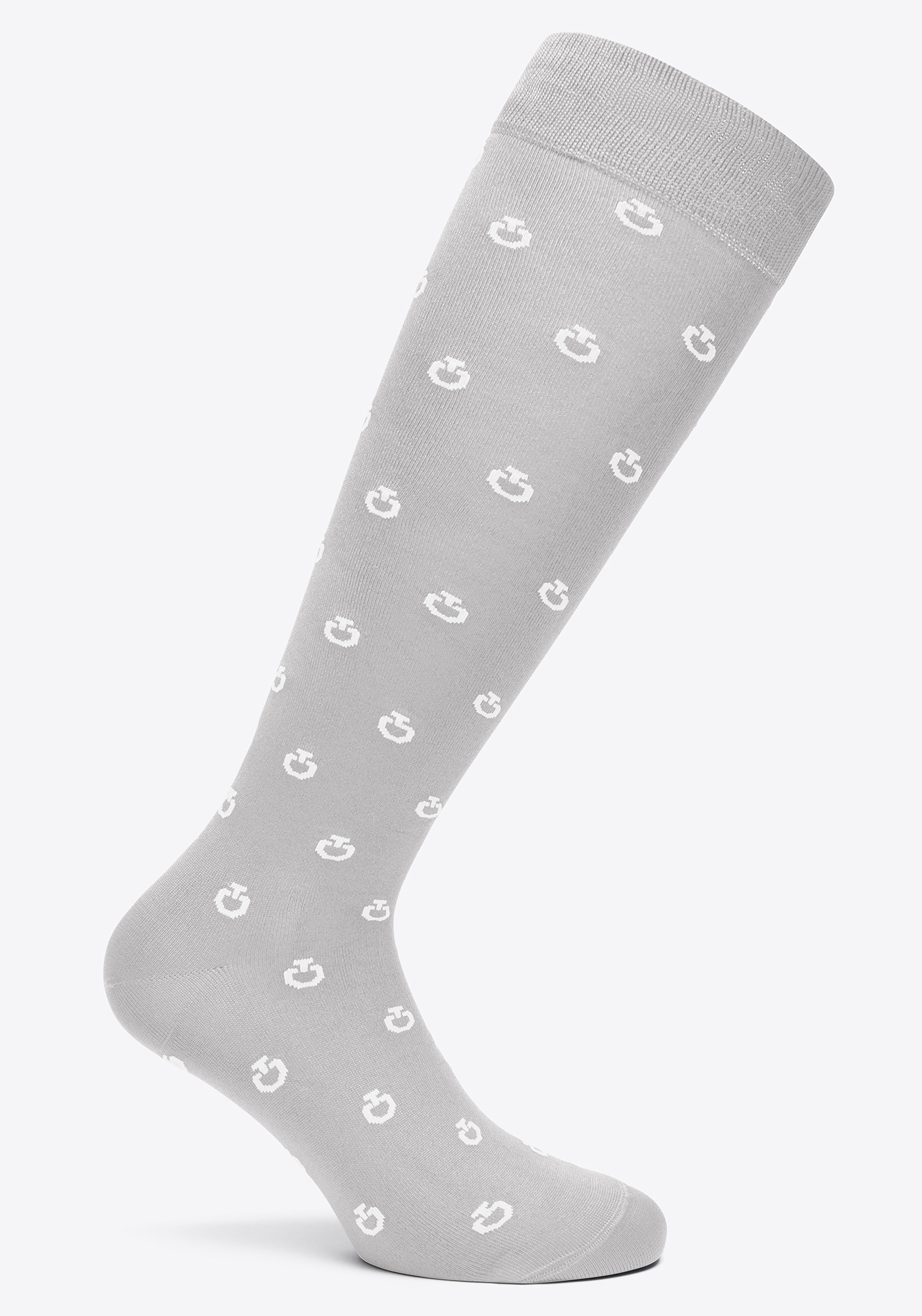 Light grey knee-high socks with white mini logo print - Cavalleria Toscana