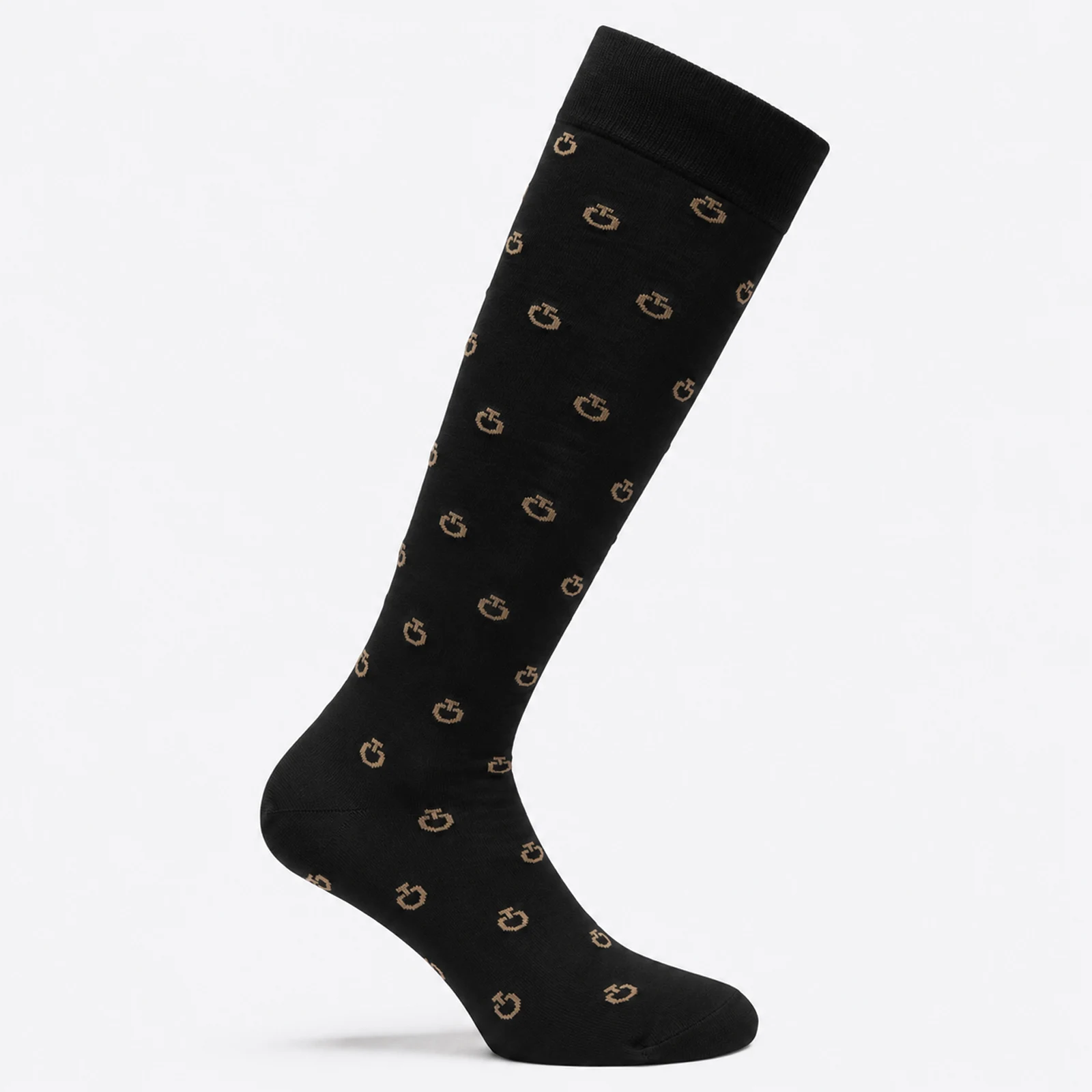 Chaussettes techniques noires à micro-logos CT en jacquard - Cavalleria Toscana