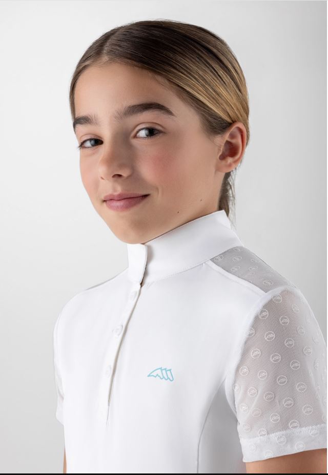 Girls’ White Short-Sleeve Show Polo – Giuv - Equiline