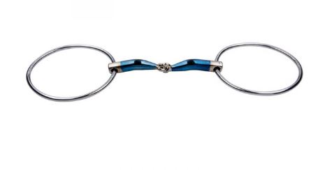 Mors de filet à 2 pièces grands anneaux (12cm) articulation simple pour cheval Sweet Iron - Trust