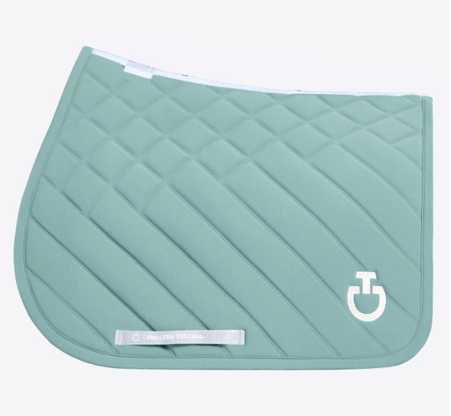 Mint green diamond and line-quilted jumping saddle pad for horse and pony Diamonds and Lines - Cavalleria Toscana