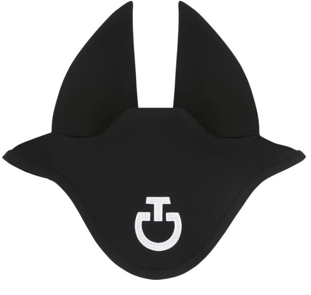 Black soundless horse earnet with white embroidered logo - Cavalleria Toscana