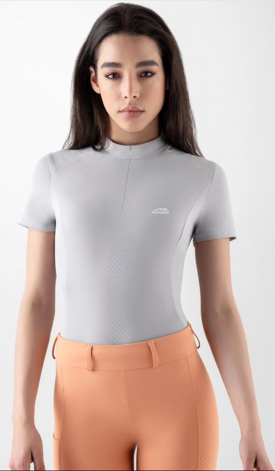 Polo d'entraînement à manches courtes gris lilas pour femme -Cyelec - Equiline