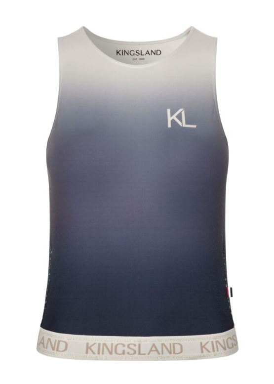 T-shirt d'entraînement à bretelles bleu marine et doré avec les côtés et le bas en maille pour femme KLNaomi - Kingsland