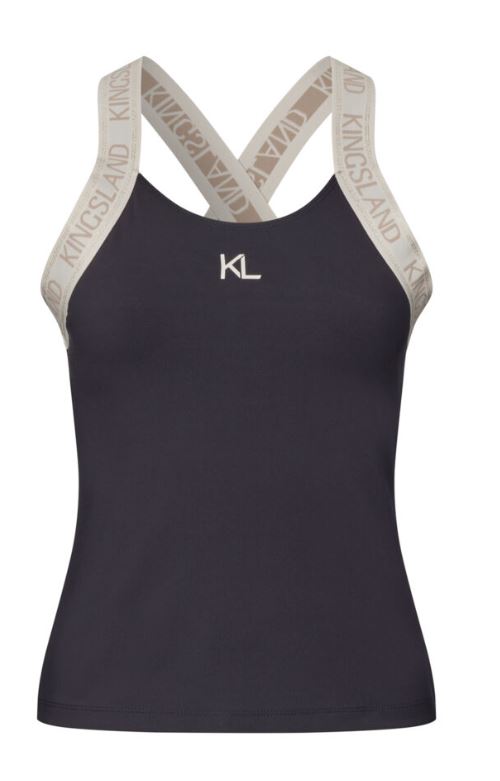 T-shirt d'entraînement en bleu marine foncé avec tirantes beige et doré pour femme KLNaira - Kingsland