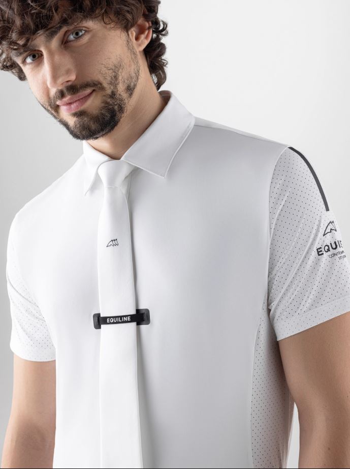 White short sleeve micro-perforated competition polo for men - Equiline