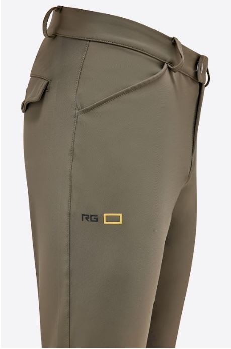 Pantalon d'équitation vert olive en jersey bi-stretch à basanes pour homme - RG