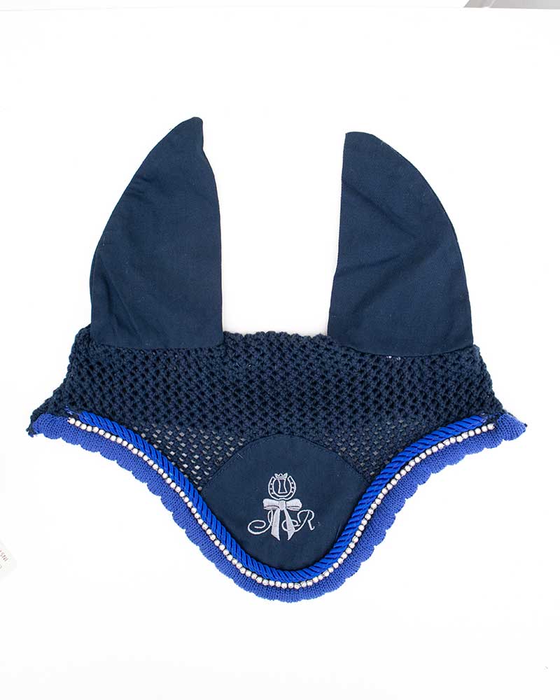 Orejeras de crochet azul marino con brillantes y orejas finas rígidas para caballo - Imperial Riding