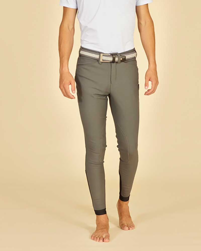 Pantalons d'équitation gris foncé (renfort au genou) pour homme Del Mar - Manfredi