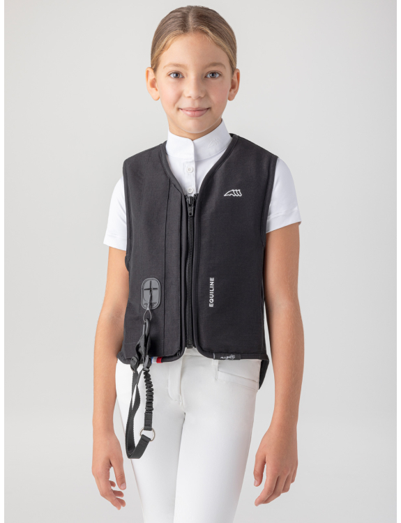 Black protective air bag vest for unisex children - Equiline