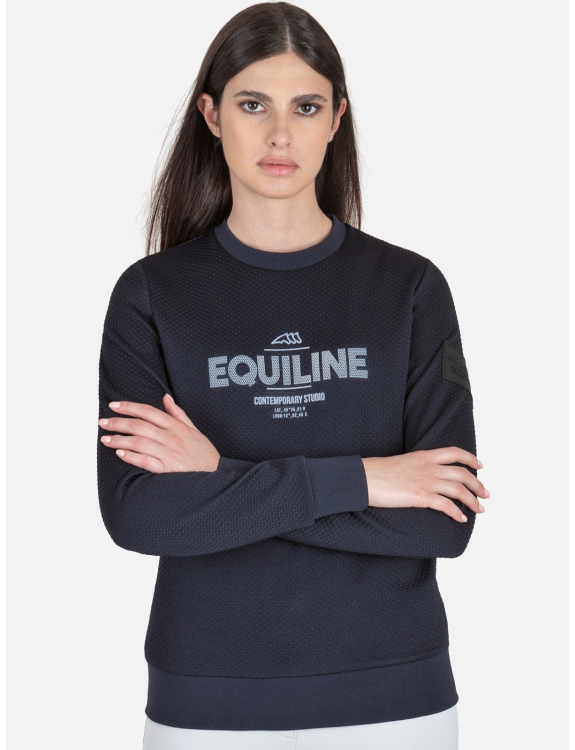 Technical navy blue sweatshirt with round neck for women Camiliac - Equiline