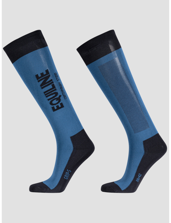 Blue high-top socks with vertical logo Cerlic - Equiline