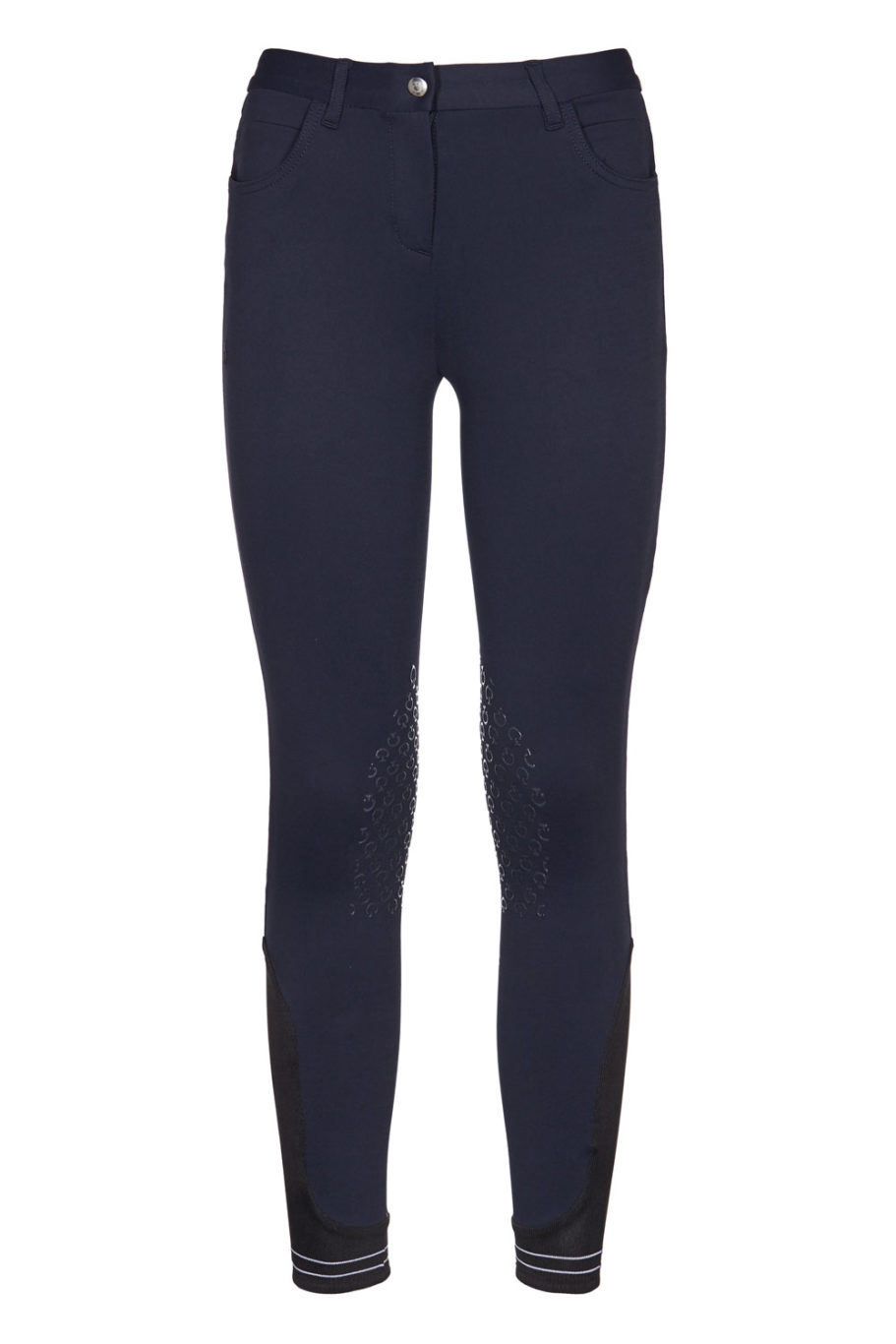 Navy blue piqué riding pants with pockets (knee grip) for girl - Cavalleria Toscana