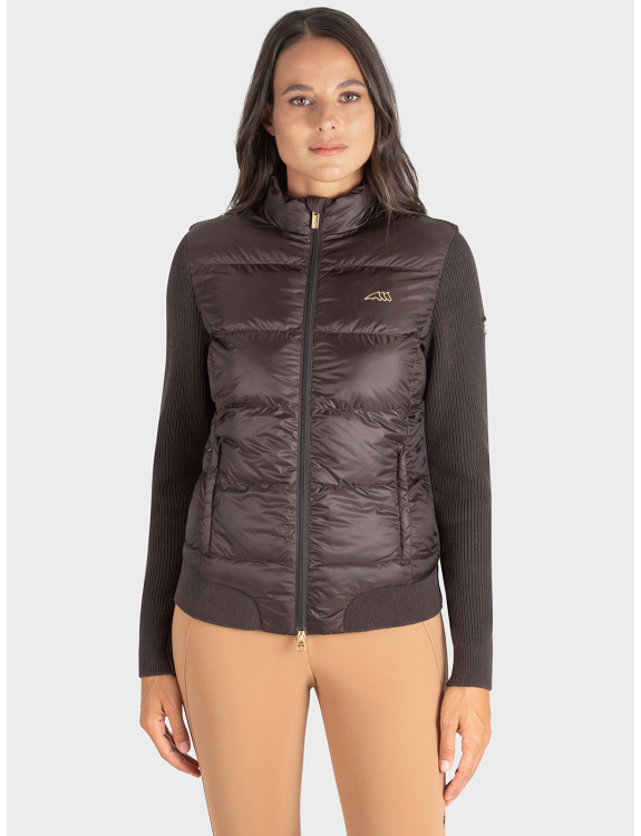 Chaqueta marrón acolchada con espalda y mangas de punto para mujer Estrae - Equiline