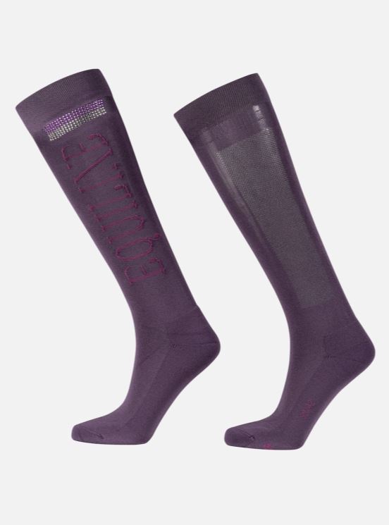 Purple high-top socks with studs Hortensia - Equiline