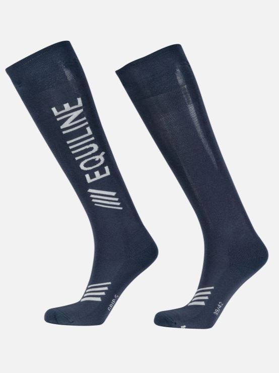 Chaussettes hautes bleu marine avec el logo en vertical Clavec - Equiline